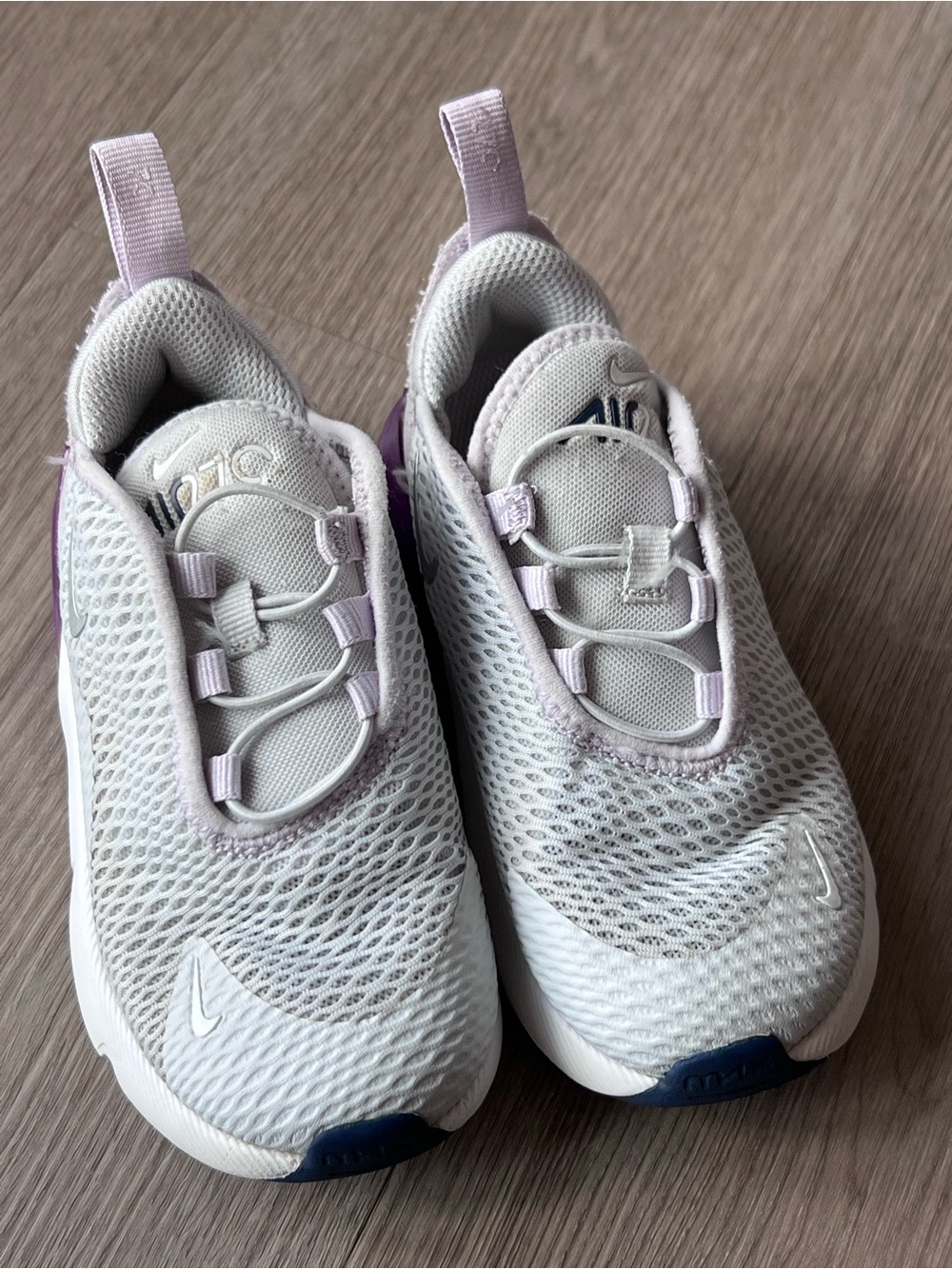 Nike Kids White and Light Purple Mesh Slip-On Sneakers